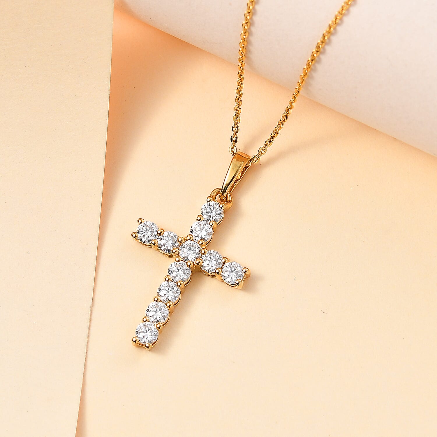 Moissanite Pendant with Chain (Size 20) in Vermeil YG Sterling Silver  1.200  Ct.