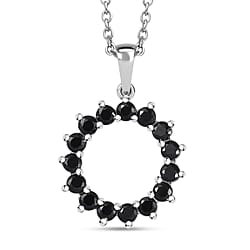 Red Garnet Sterling Silver Circle Pendant with Stainless Steel Chain (Size 20), 1.59 Ct.