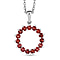 Red Garnet Sterling Silver Circle Pendant with Stainless Steel Chain (Size 20), 1.59 Ct.