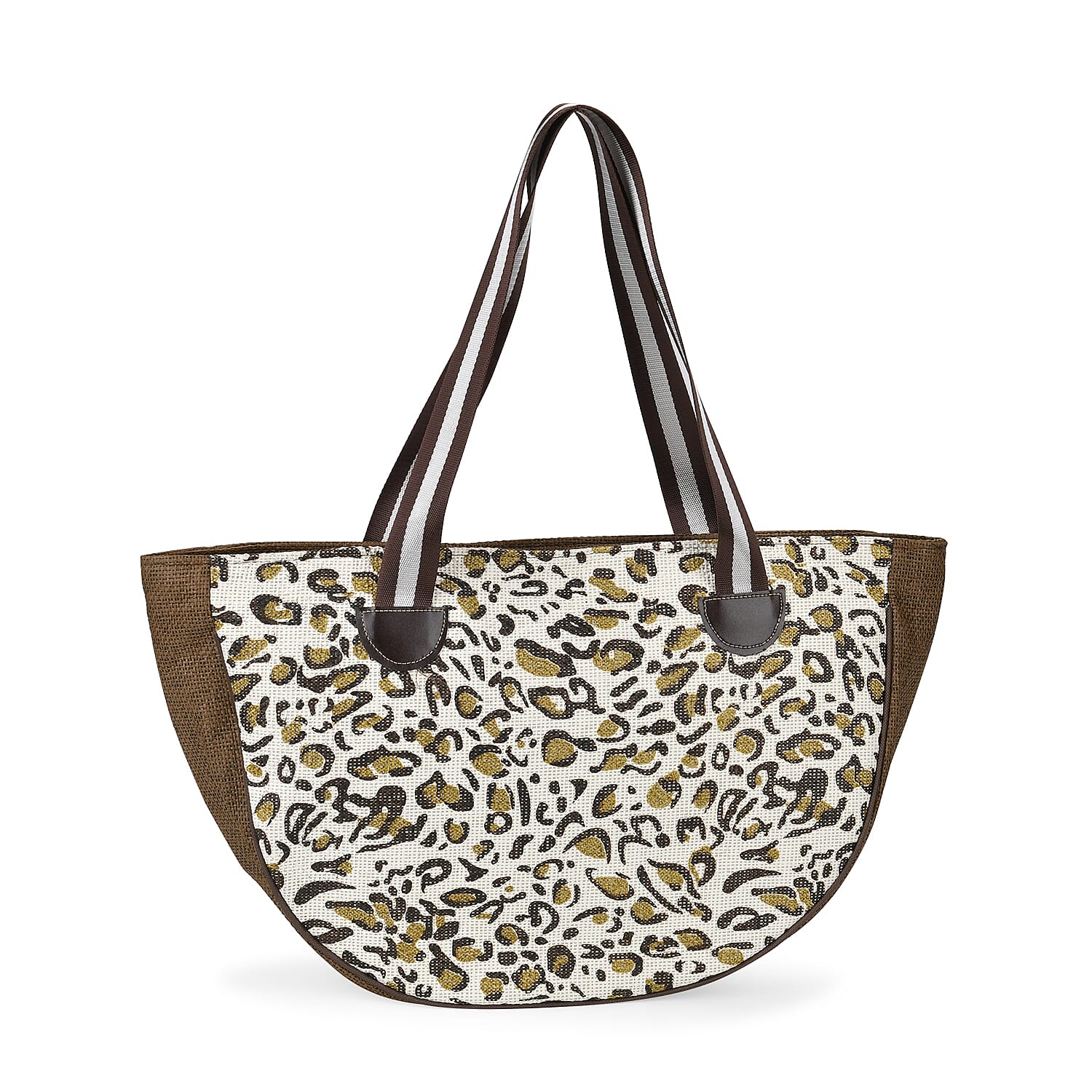 Leopard Pattern Tote Bag with Sunglasses - Brown