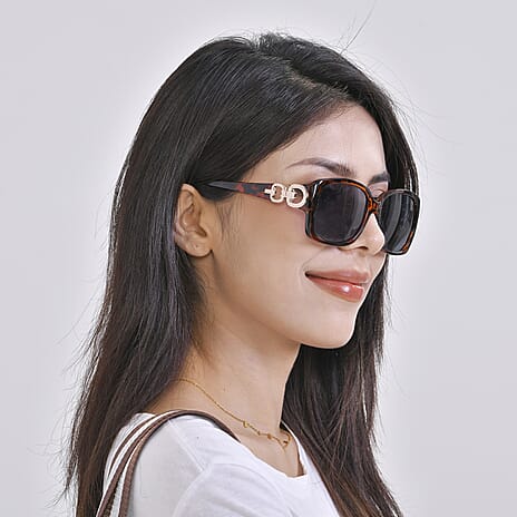 Leopard Pattern Tote Bag with Sunglasses - Green