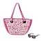 Leopard Pattern Tote Bag with Sunglasses - Pink