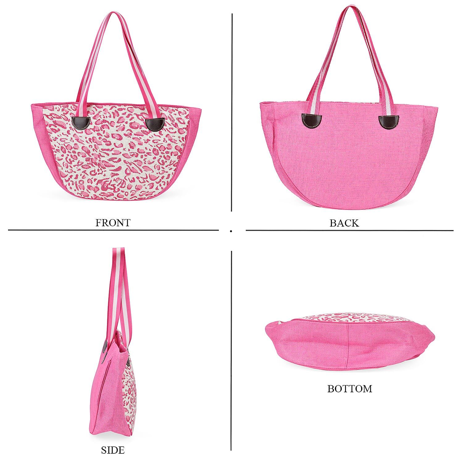 Leopard Pattern Tote Bag with Sunglasses - Pink