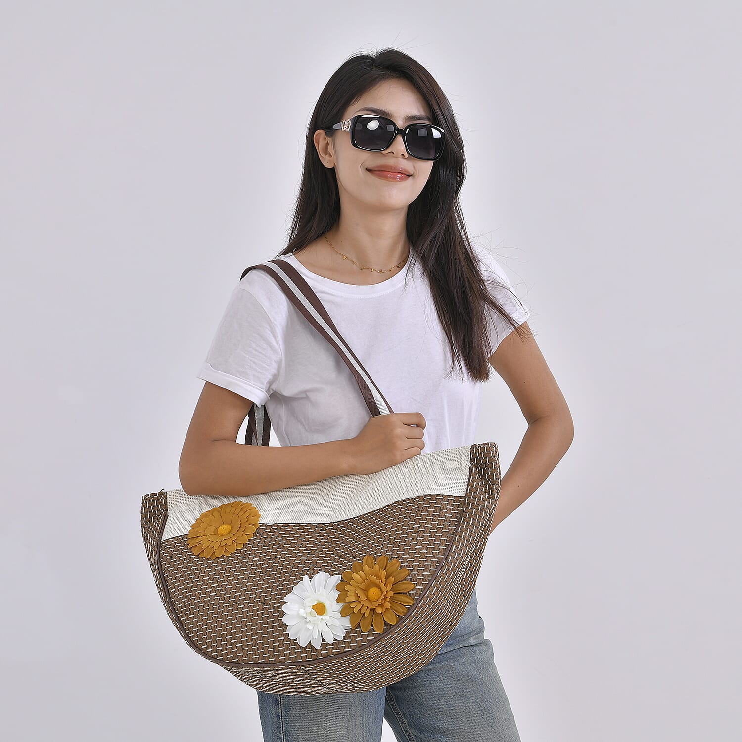  Leopard Pattern Tote Bag with Sunglasses