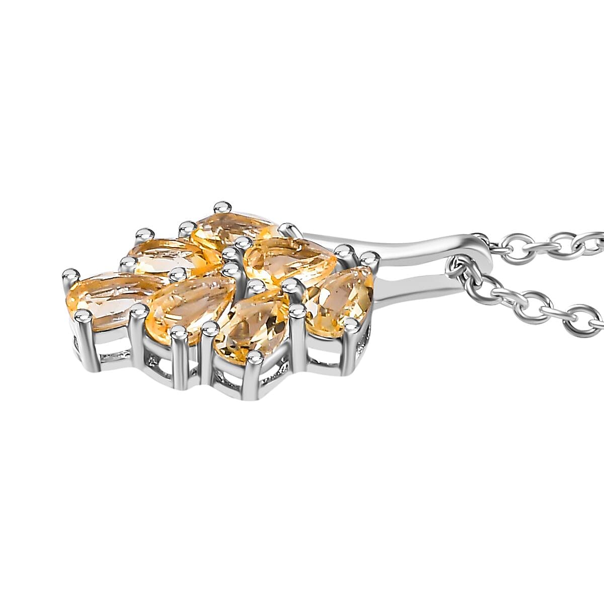 Citrine Pendant with Chain (Size 20) in Platinum Overlay Sterling Silver  1.260  Ct.