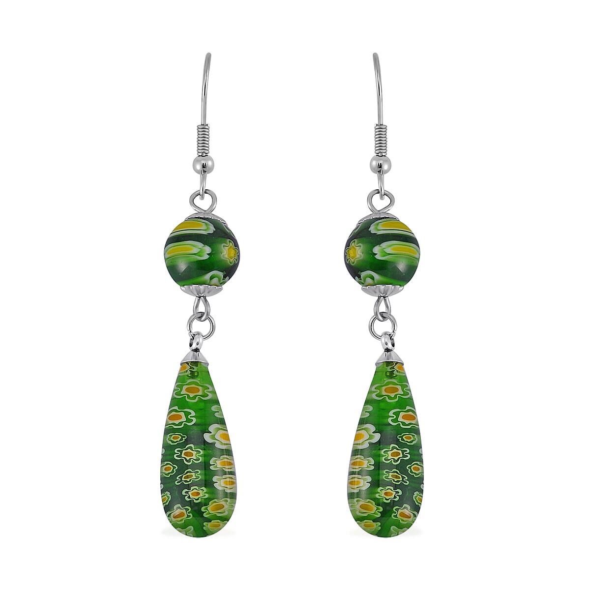 Set of 3 - Blue Color Murano Glass Earring Pure White Stainless Steel 0.030 Ct. Set of 3 - Blue Color Murano Glass Earring Pure White Stainless Steel 0.030 Ct.