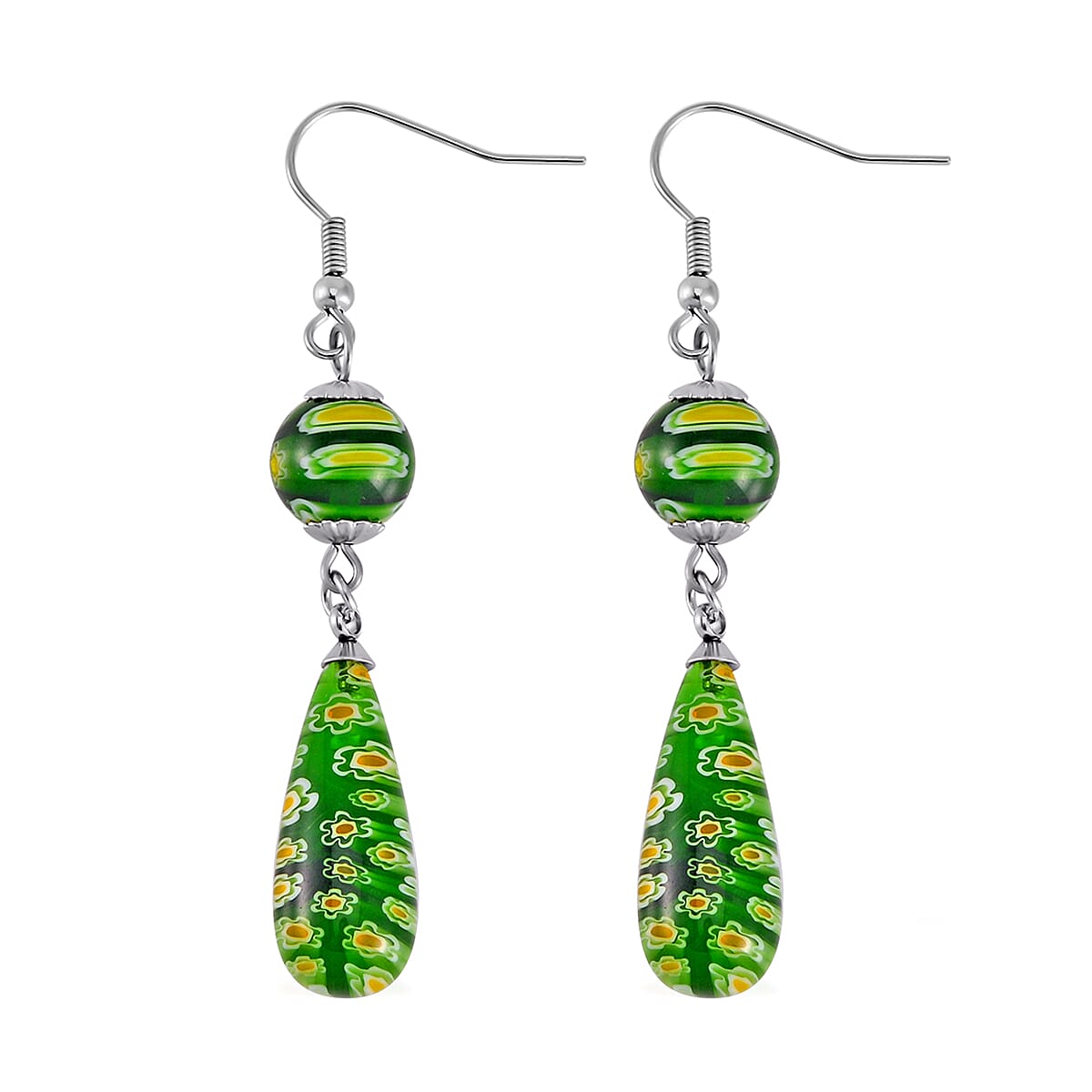 Set of 3 - Blue Color Murano Glass Earring Pure White Stainless Steel 0.030 Ct. Set of 3 - Blue Color Murano Glass Earring Pure White Stainless Steel 0.030 Ct.