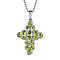 Hebei Peridot Platinum Overlay Sterling Silver Cluster Pendant with Stainless Steel Chain (Size 20) in 2.44 Ct