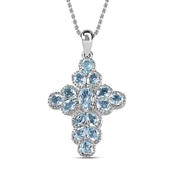 Hebei Peridot Cross Pendant with Chain (Size 20) in Platinum Overlay Sterling Silver 2.44 Ct