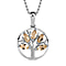 Multi Gemstone Tree of Life Platinum Overlay Sterling Silver Pendant with Stainless Steel Chain (Size 20)