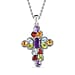  Red Garnet Cross Pendant with Chain (Size 20) in Platinum Overlay Sterling Silver 3.49 Ct, Silver Wt. 5.72 Gms