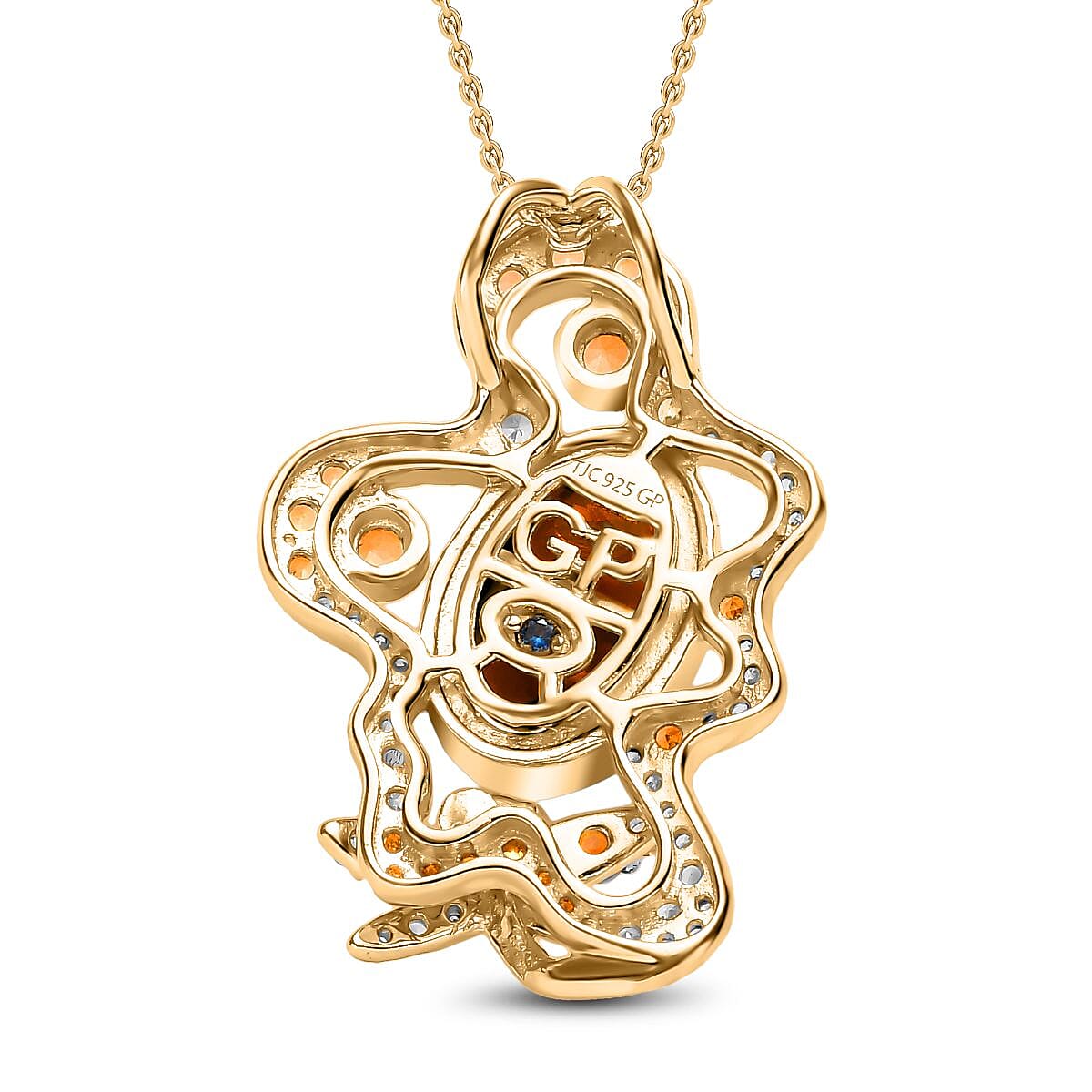 GP Italian Garden Collection - Amber, Citrine & Natural Zircon Pendant with Chain (Size 20) in 18K Vermeil Yellow Gold Plated Sterling Silver 2.82 Ct, Silver Wt. 7.87 Gms