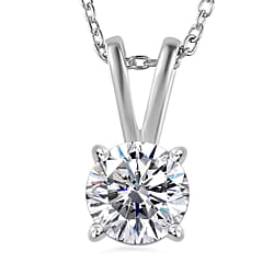 Moissanite GRA Certified Solitaire Pendant with Chain (Size 20) in 18K Vermeil YG Plated Sterling Silver 1.20 Ct.