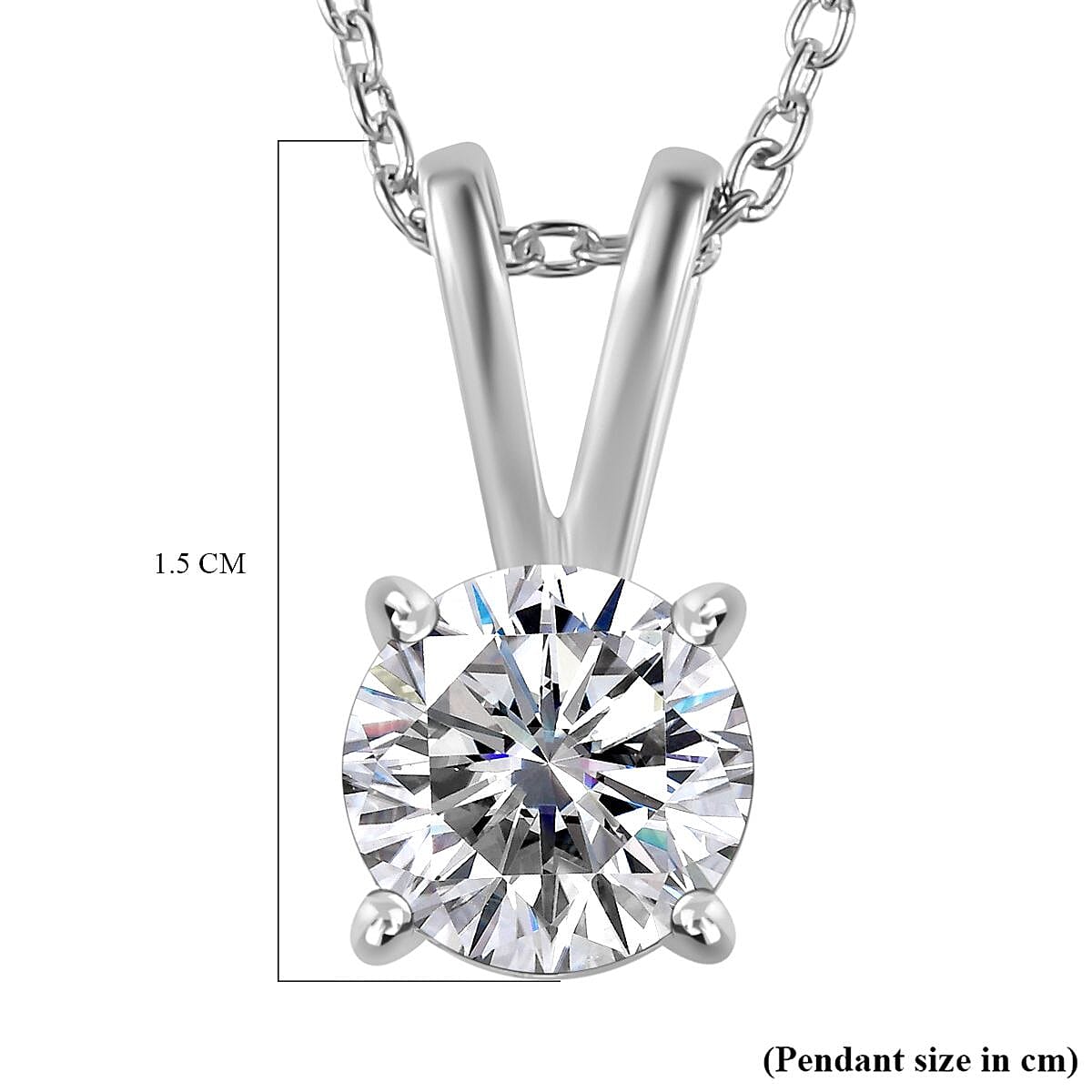 Moissanite GRA Certified Solitaire Pendant with Chain (Size 20) in 18K Vermeil YG Plated Sterling Silver 1.20 Ct. Moissanite GRA Certified Solitaire Pendant with Chain (Size 20) in 18K Vermeil YG Plated Sterling Silver 1.20 Ct.