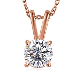 Moissanite GRA Certified Solitaire Pendant with Chain (Size 20) in 18K Vermeil YG Plated Sterling Silver 1.20 Ct.