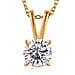 Moissanite GRA Certified Solitaire Pendant with Chain (Size 20) in 18K Vermeil YG Plated Sterling Silver 1.20 Ct.