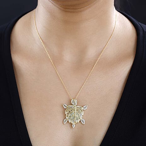 GP Italian Garden Collection - Natural Peridot, Natural Zircon & Citrine Pendant with Chain (Size 20) in 18K Vermeil YG Plated Sterling Silver 2.81 Ct, Silver Wt. 8.37 Gms
