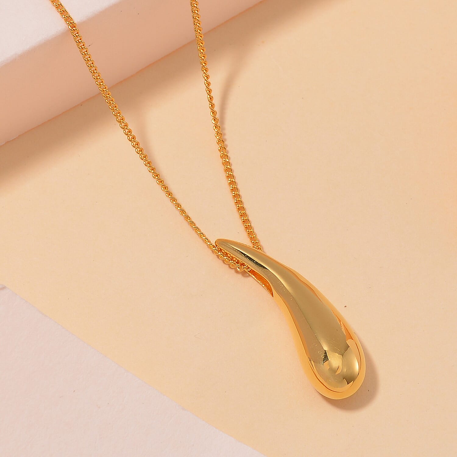 Lucy Q Drop Collection - Pendant with Chain (Size 18) in 18K Vermeil Yellow Gold Plated Sterling Silver.