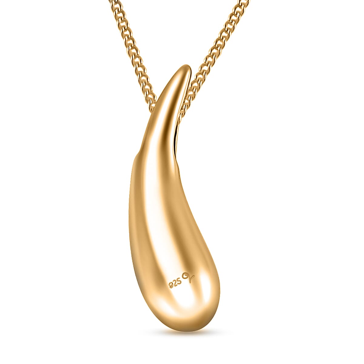 Lucy Q Drop Collection - Pendant with Chain (Size 18) in 18K Vermeil Yellow Gold Plated Sterling Silver.