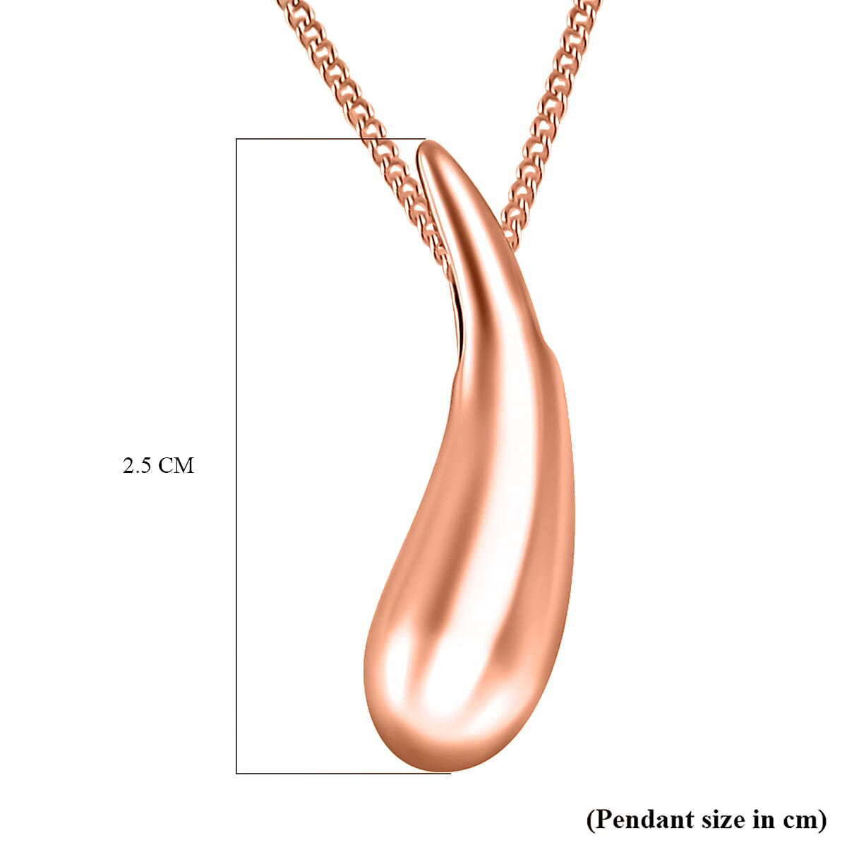 Lucy Q Drop Collection - Pendant with Chain (Size 18) in 18K Vermeil Rose Gold Plated Sterling Silver.
