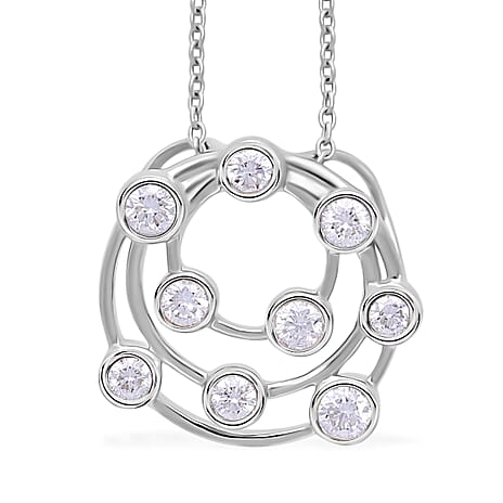 SI-G-H Lab Grown Diamond Bubble Pendant with Chain (Size 18) in Platinum Overlay Sterling Silver