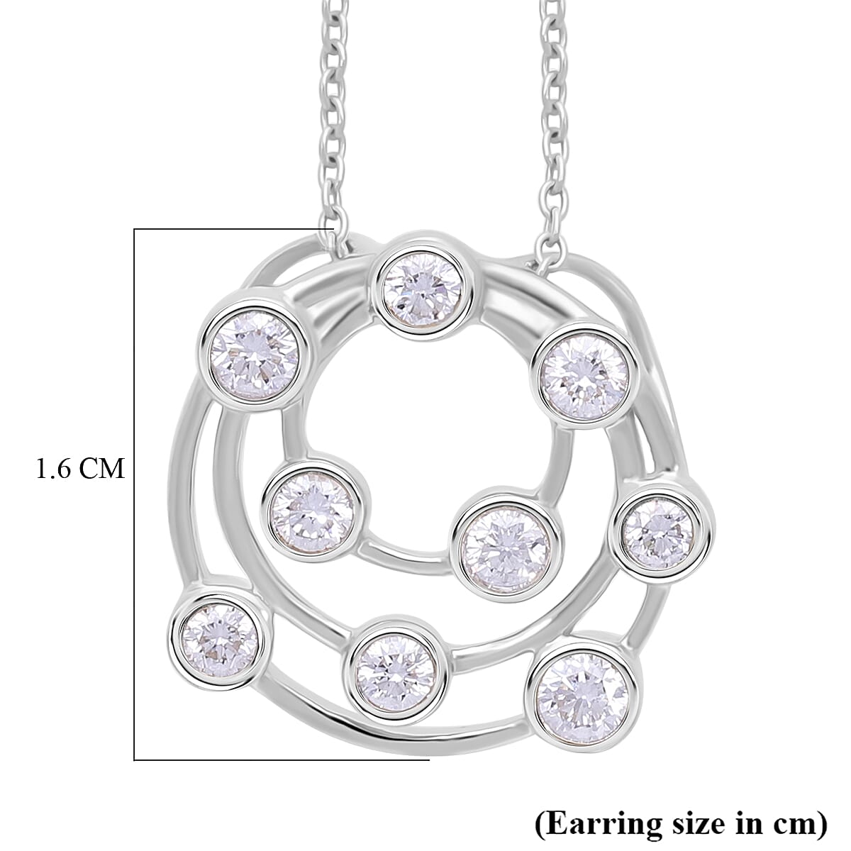 SI-G-H Lab Grown Diamond Bubble Pendant with Chain (Size 18) in Platinum Overlay Sterling Silver