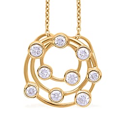 LUXURIANT 0.51 Ct. Lab Grown Diamond Bubble Pendant with Chain (Size 18-2 Inch Ext) in Vermeil Yellow Gold Plated Sterling Silver (VS-SI)