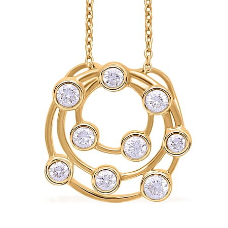 LUXURIANT 0.5 Ct. Lab Grown Diamond Bubble Pendant with Chain (Size 18-2 Inch Ext) in Vermeil Yellow Gold Plated Sterling Silver (VS-SI)