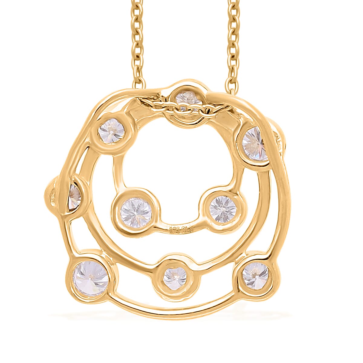 VS-SI Lab Grown Diamond Pendant with Chain (Size 18-2 Inch Ext) in Vermeil Yellow Gold Plated Sterling Silver 0.51 Ct