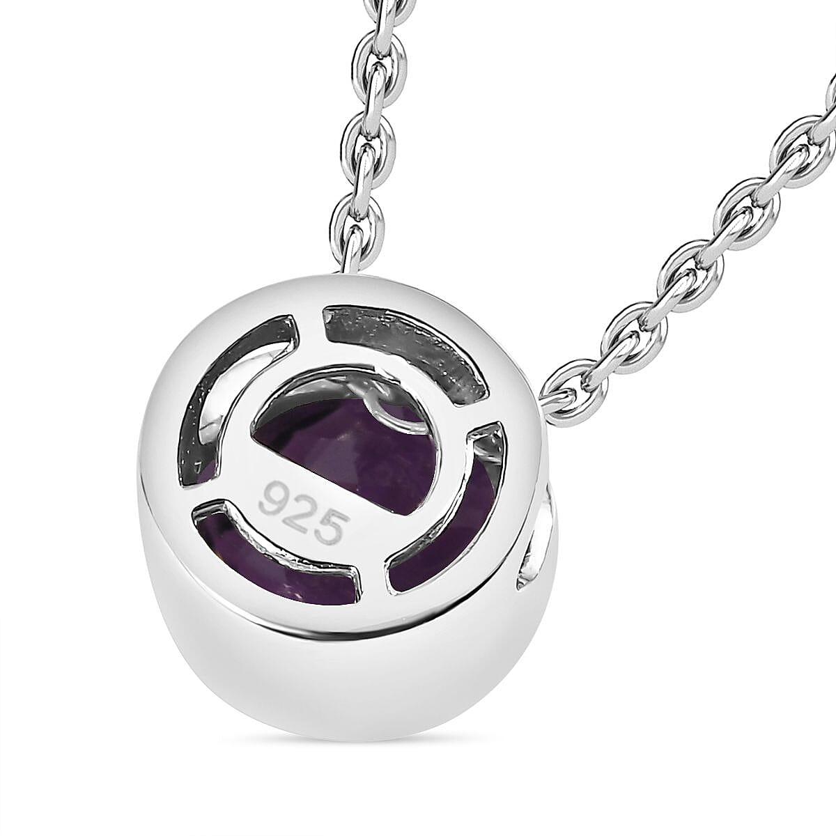 African Amethyst Pendant with Chain (Size 20) in Rhodium Overlay Sterling Silver 0.800 Ct.