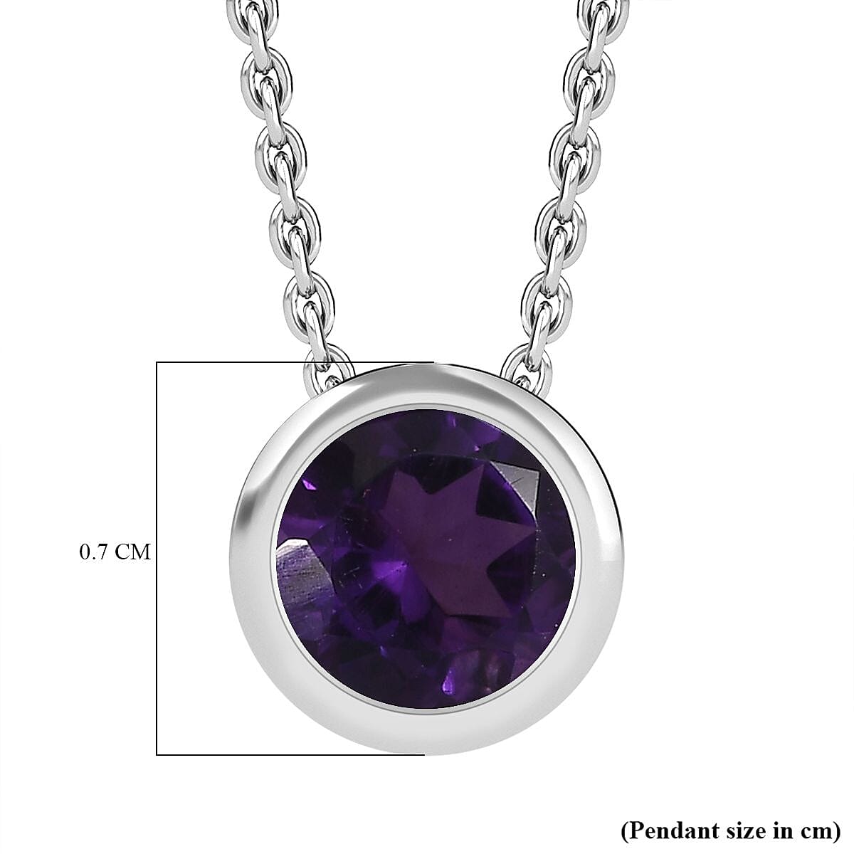  African Amethyst Pendant with Chain (Size 20) in Rhodium Overlay Sterling Silver 0.800 Ct.