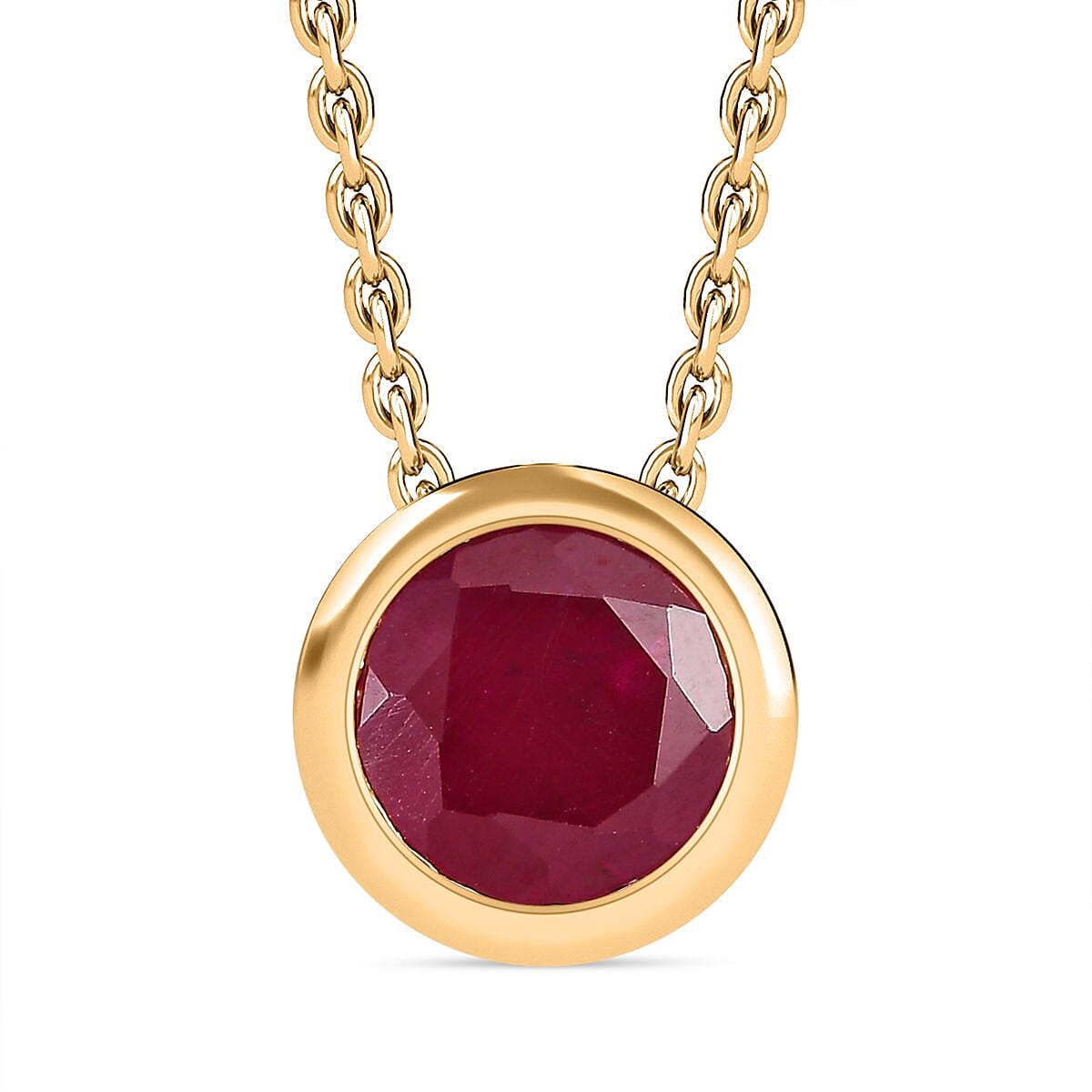  African Ruby Pendant with Chain (Size 20) in 18K YG Vermeil Sterling Silver 1.300 Ct.