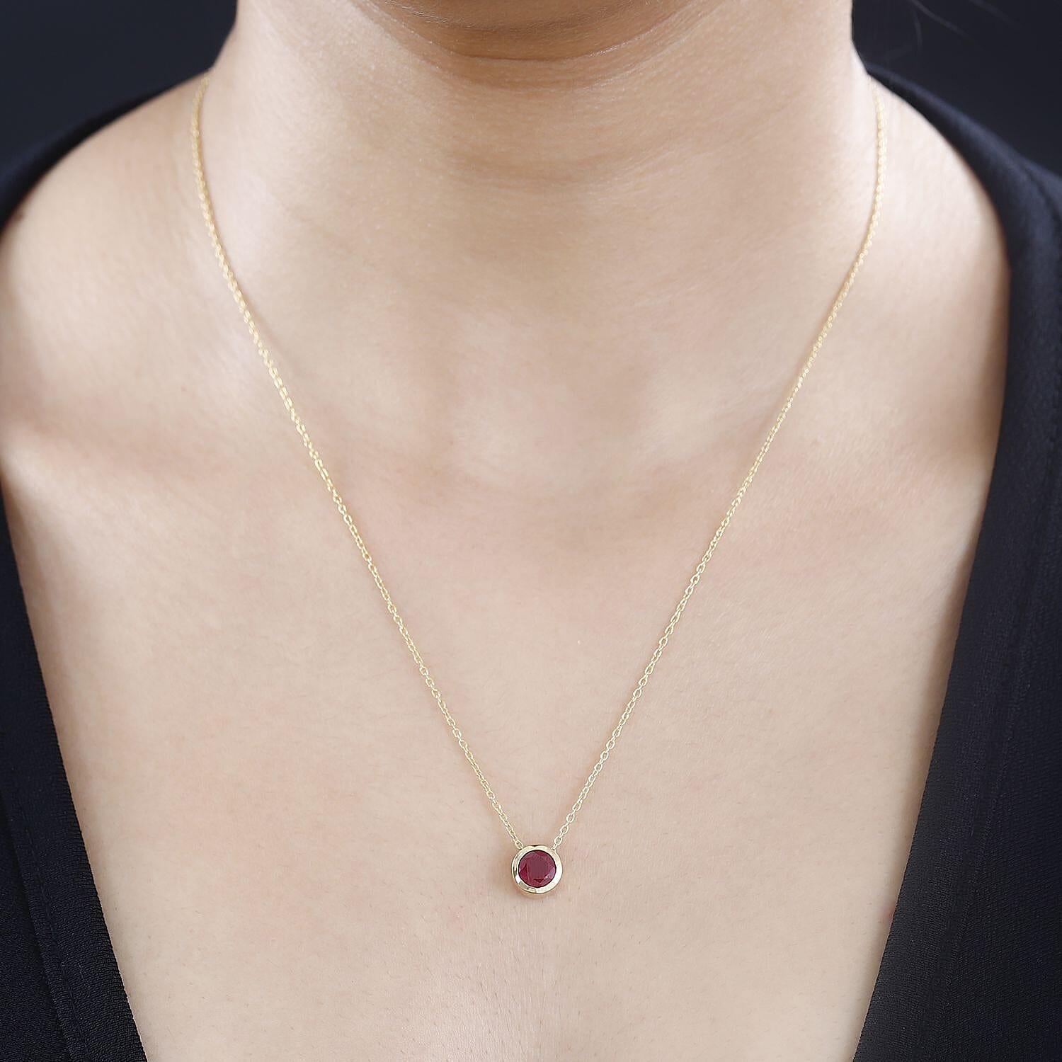  African Ruby Pendant with Chain (Size 20) in 18K YG Vermeil Sterling Silver 1.300 Ct.