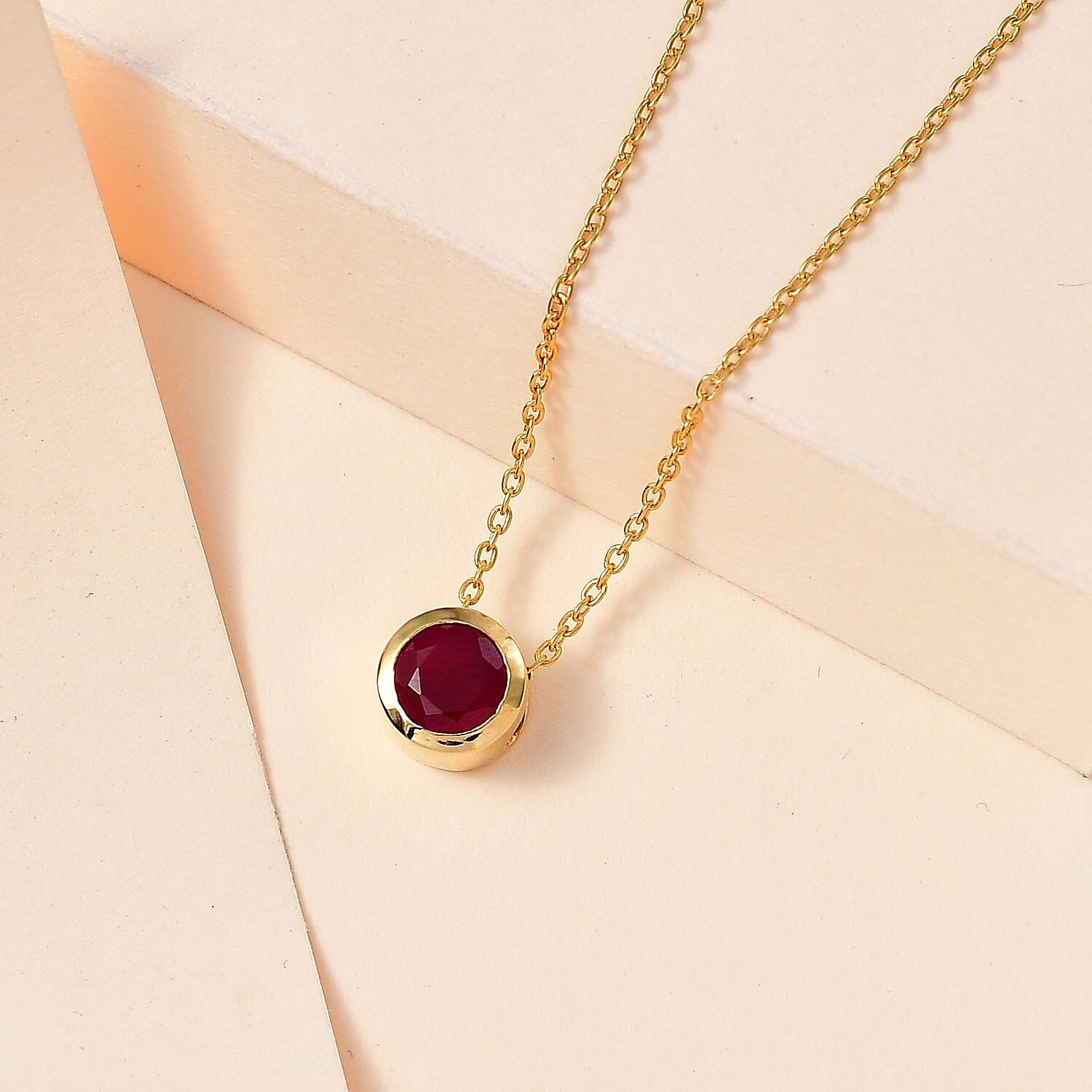  African Ruby Pendant with Chain (Size 20) in 18K YG Vermeil Sterling Silver 1.300 Ct.