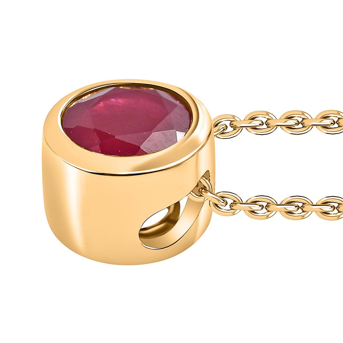  African Ruby Pendant with Chain (Size 20) in 18K YG Vermeil Sterling Silver 1.300 Ct.