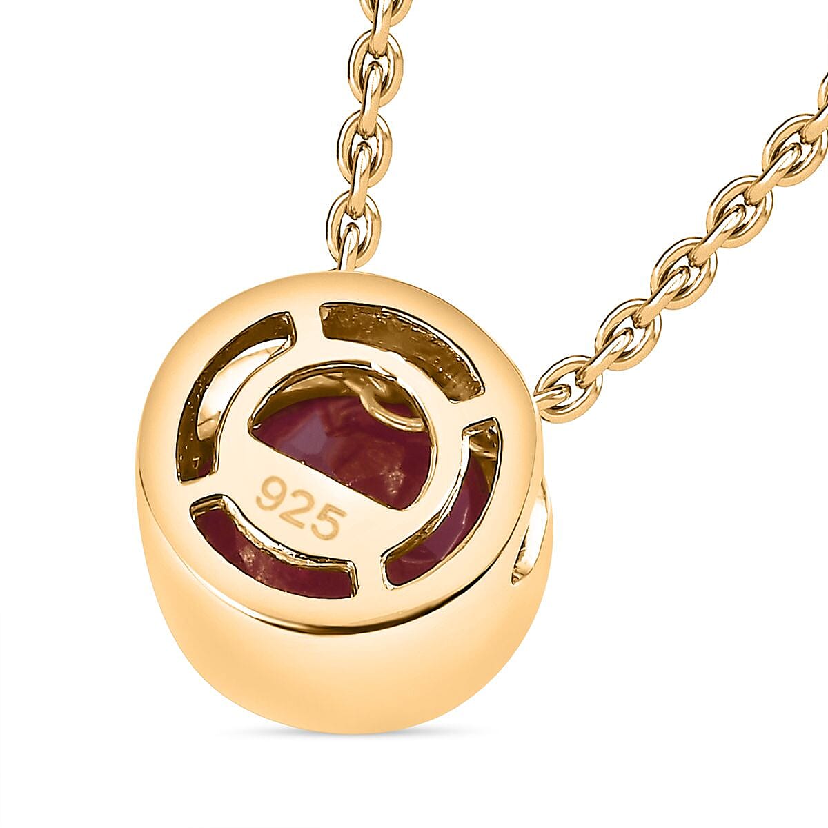  African Ruby Pendant with Chain (Size 20) in 18K YG Vermeil Sterling Silver 1.300 Ct.