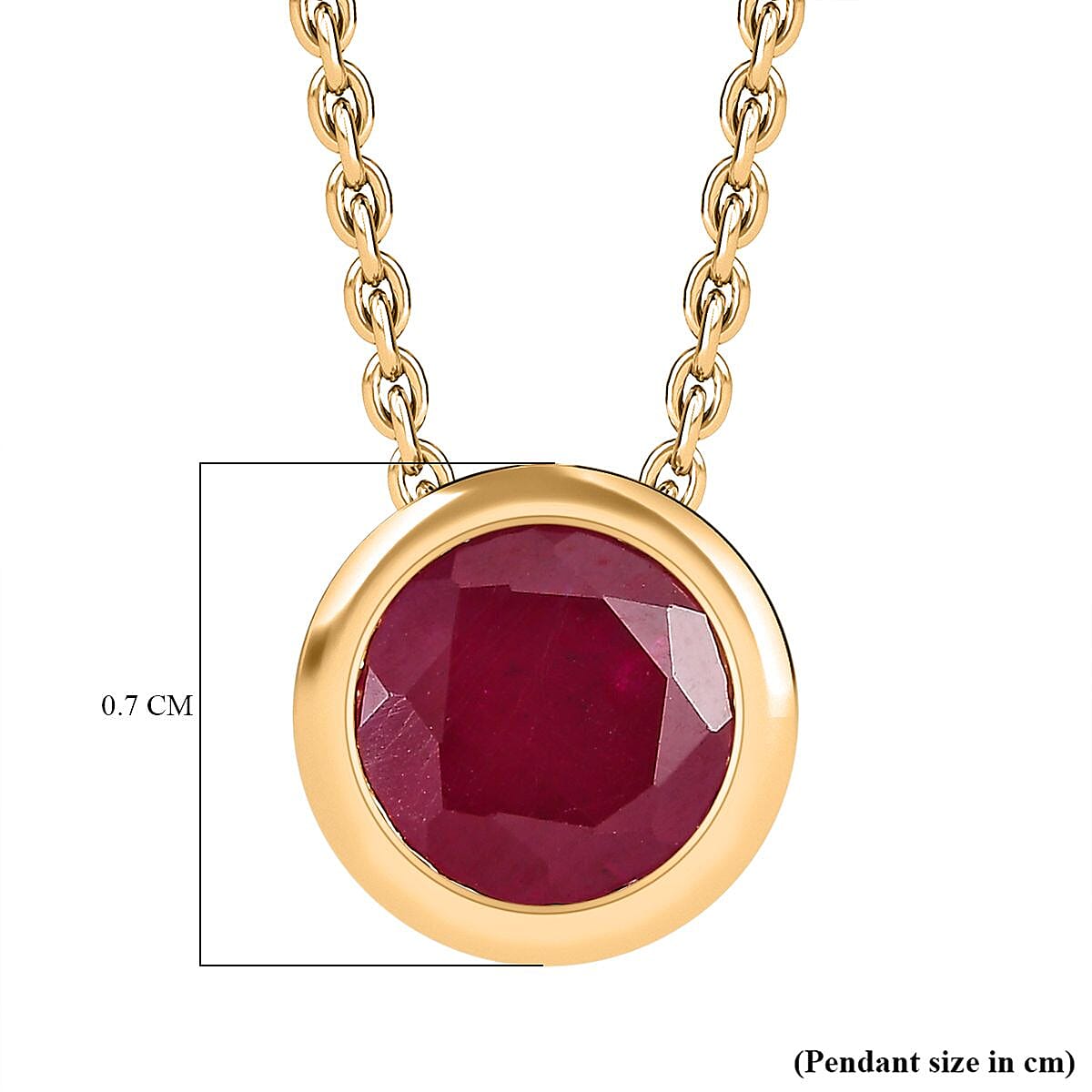  African Ruby Pendant with Chain (Size 20) in 18K YG Vermeil Sterling Silver 1.300 Ct.