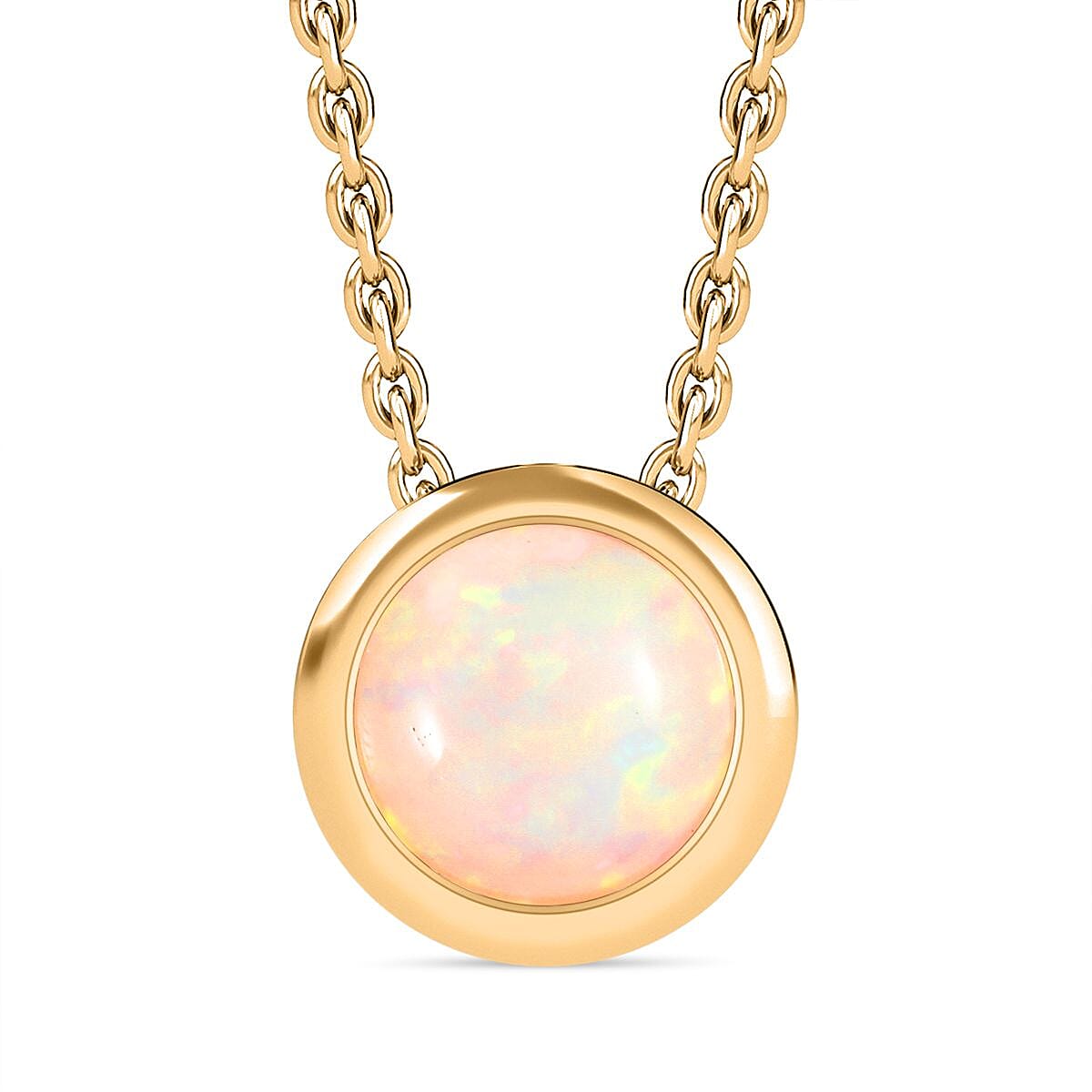 Ethiopian Opal Pendant with Chain (Size 20) in 18K YG Vermeil Sterling Silver
