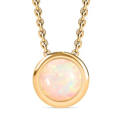 Ethiopian Opal Pendant with Chain (Size 20) in Rhodium Overlay Sterling Silver  0.600  Ct.