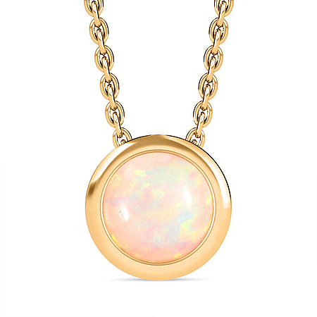 Ethiopian Opal Pendant with Chain (Size 20) in 18K YG Vermeil Sterling Silver