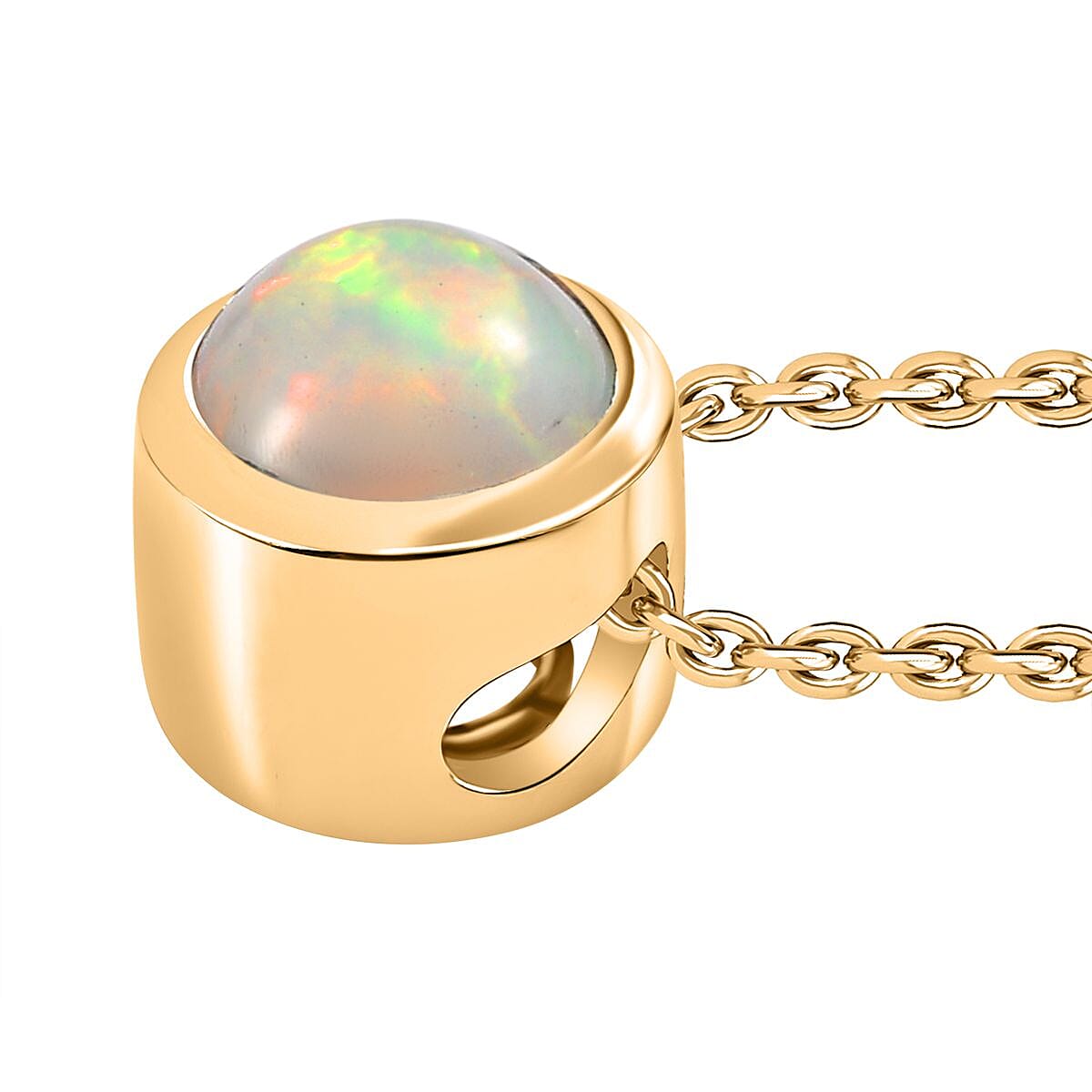 Ethiopian Opal Pendant with Chain (Size 20) in 18K YG Vermeil Sterling Silver