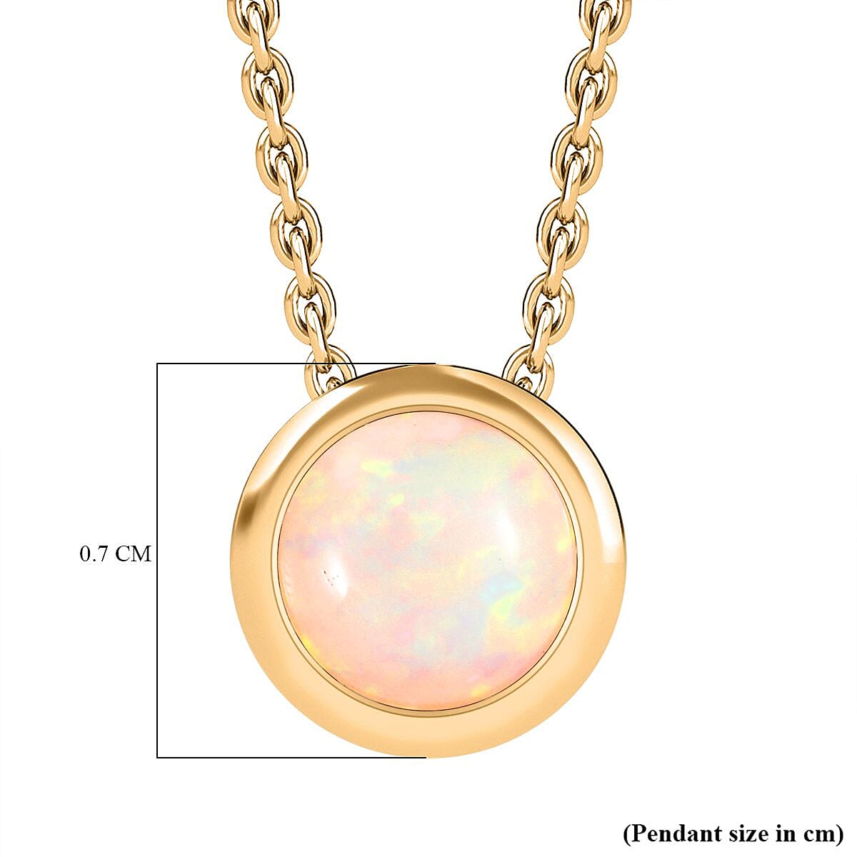 Ethiopian Opal Pendant with Chain (Size 20) in 18K YG Vermeil Sterling Silver