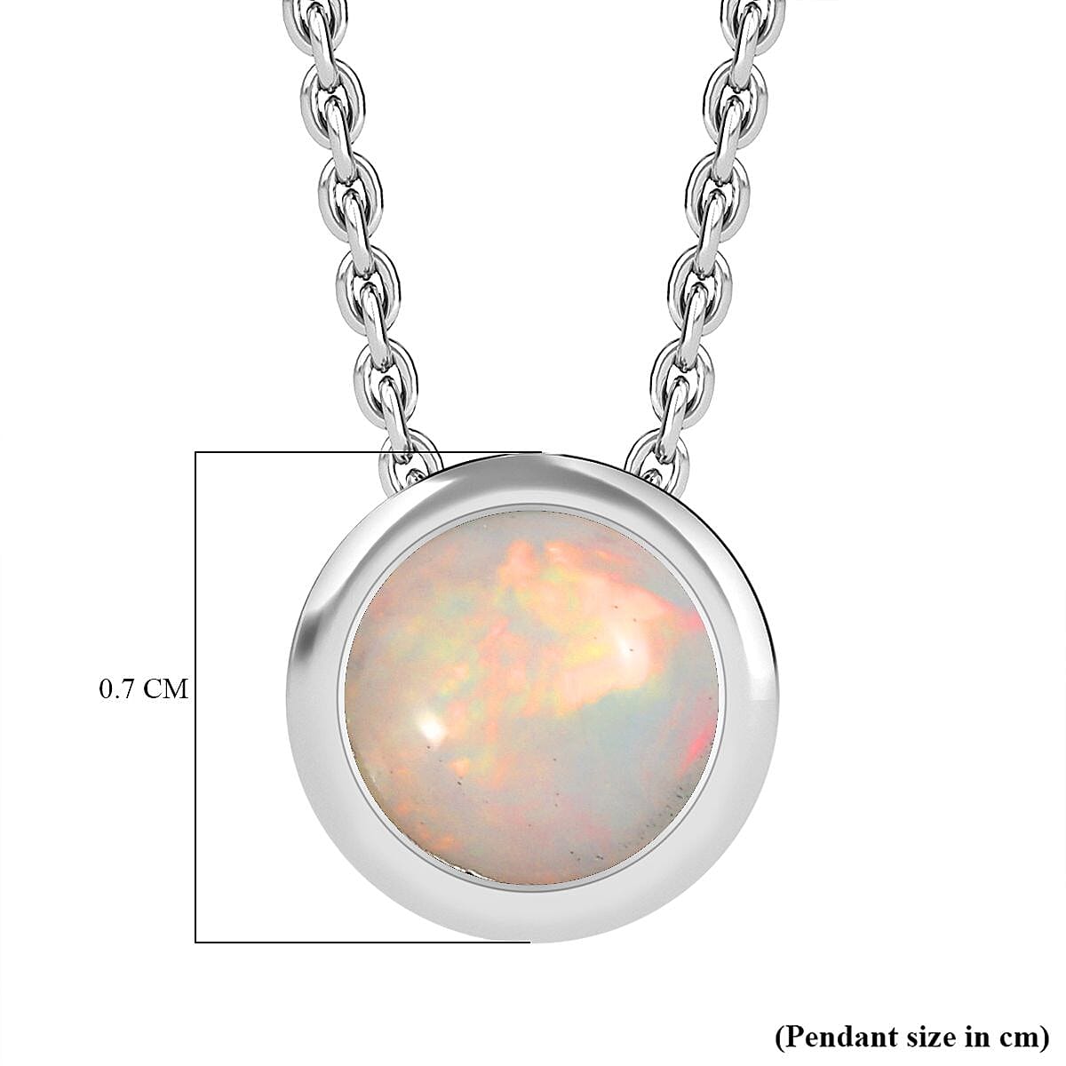 Ethiopian Opal Pendant with Chain (Size 20) in Rhodium Overlay Sterling Silver  0.600  Ct.
