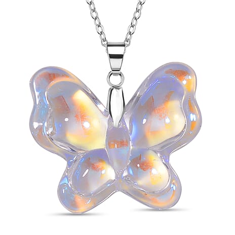 Simulated Mystic White Crystal Pendant with Chain (Size 24)