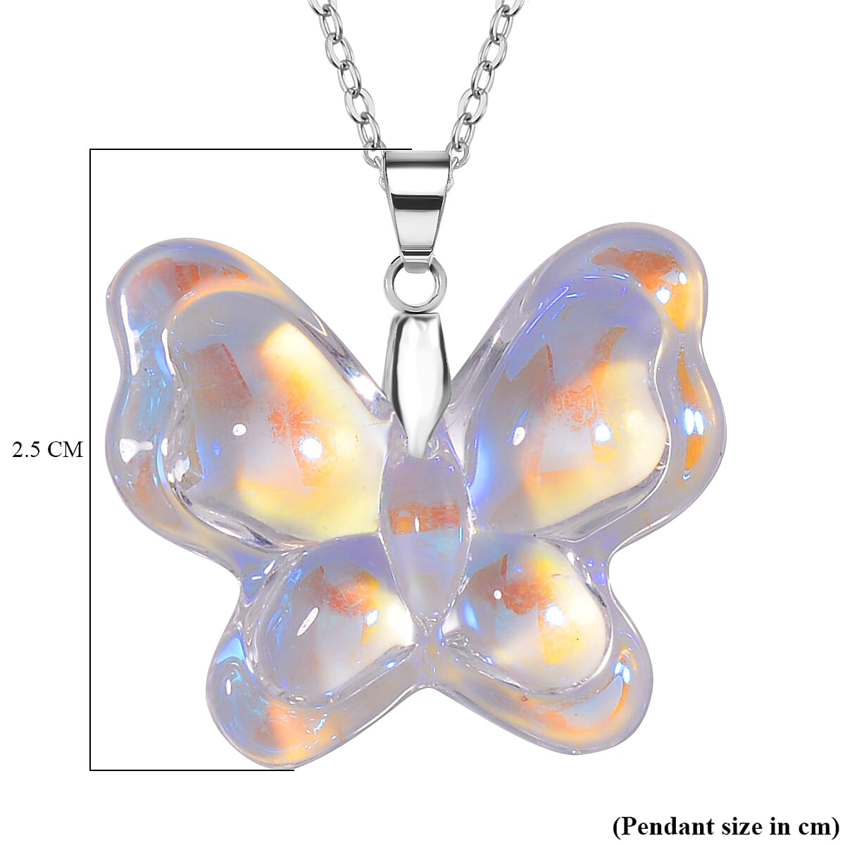 Simulated Mystic White Crystal Pendant with Chain (Size 24)