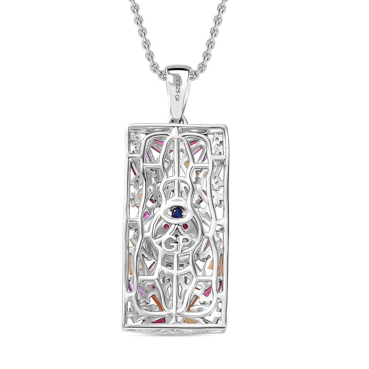 GP Italian Garden Collection - Multi Gemstone Pendant with Chain (Size 20) in Rhodium Overlay Sterling Silver 2.84 Ct GP Italian Garden Collection - Multi Gemstone Pendant with Chain (Size 20) in Rhodium Overlay Sterling Silver 2.84 Ct