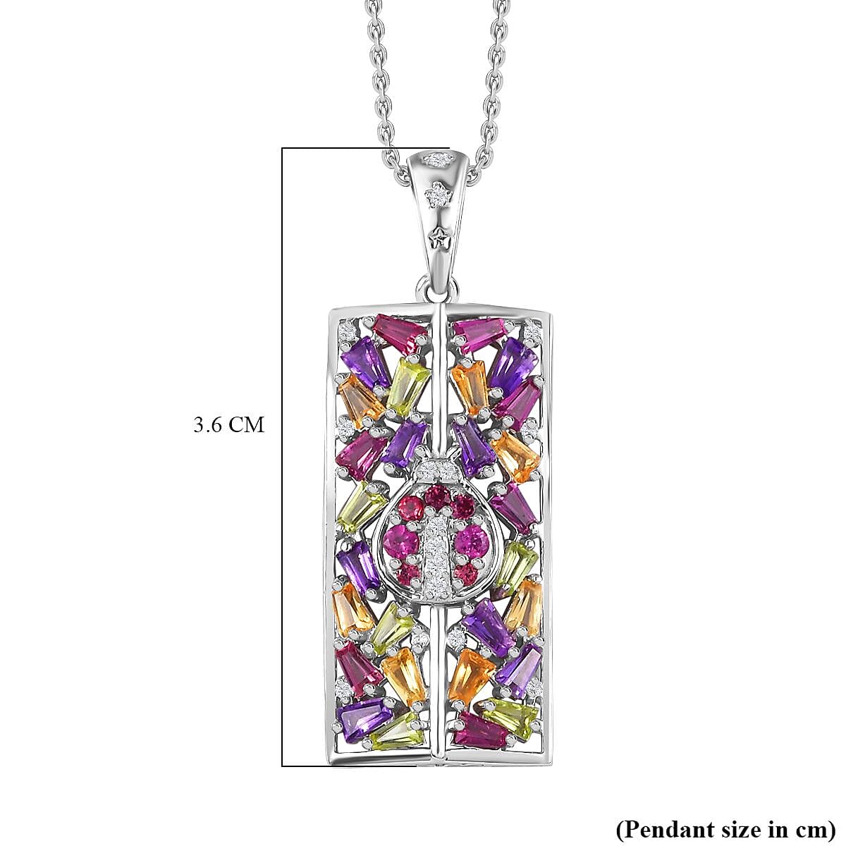 GP Italian Garden Collection - Multi Gemstone Pendant with Chain (Size 20) in Rhodium Overlay Sterling Silver 2.84 Ct GP Italian Garden Collection - Multi Gemstone Pendant with Chain (Size 20) in Rhodium Overlay Sterling Silver 2.84 Ct