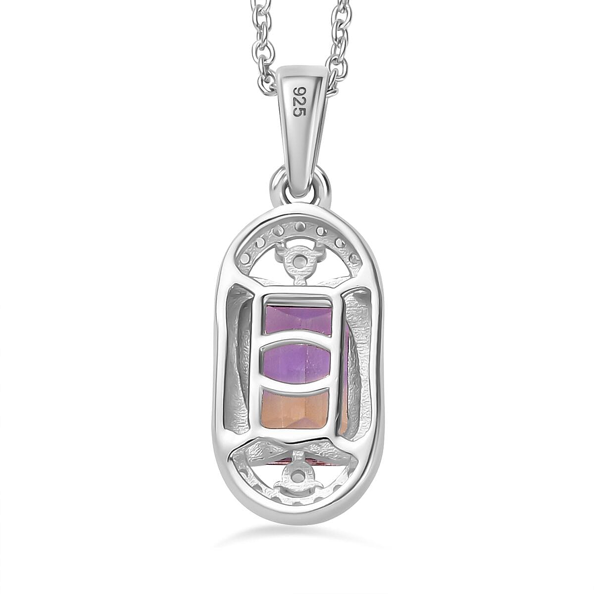 Ametrine & Natural Zircon Pendant with Chain (Size 20) in Rhodium Overlay Sterling Silver 1.90 Ct Ametrine & Natural Zircon Pendant with Chain (Size 20) in Rhodium Overlay Sterling Silver 1.90 Ct