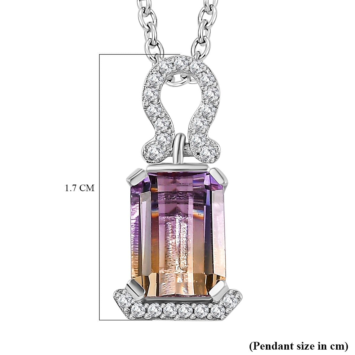 Ametrine & Natural Zircon Pendant with Chain (Size 20) in Rhodium Overlay Sterling Silver 1.73 Ct Ametrine & Natural Zircon Pendant with Chain (Size 20) in Rhodium Overlay Sterling Silver 1.73 Ct