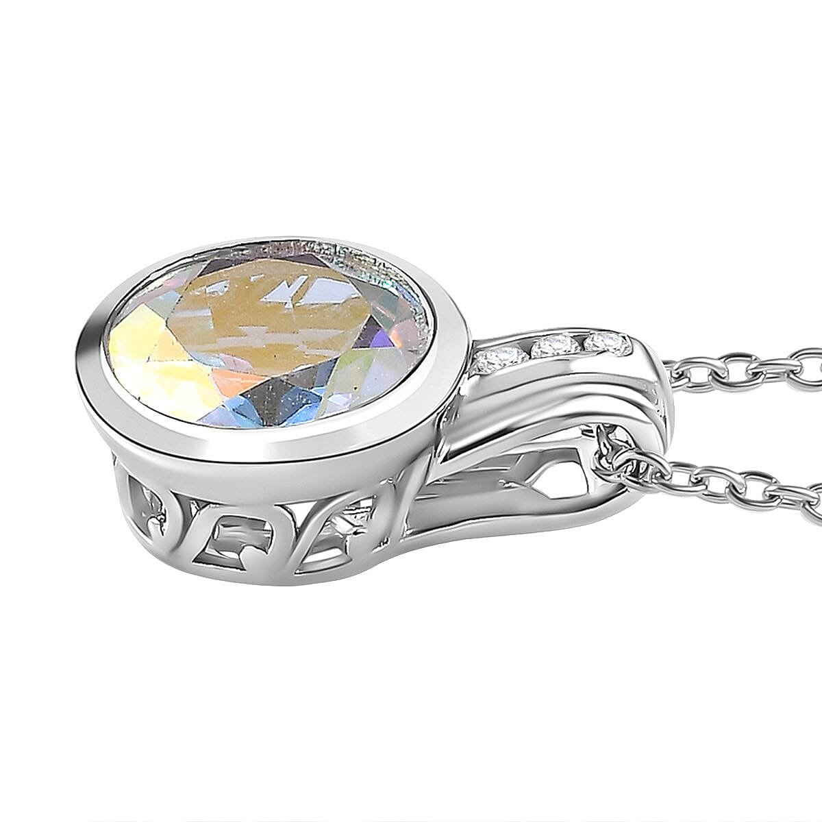 Mercury Mystic Topaz & Natural Zircon Pendant with Chain